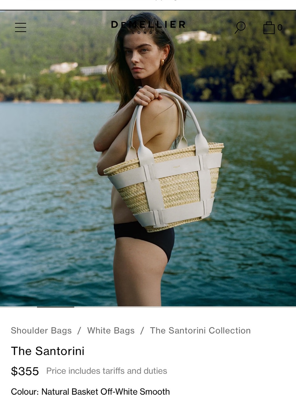 Demellier The Santorini Natural Basket Off-White Shoulder Bag